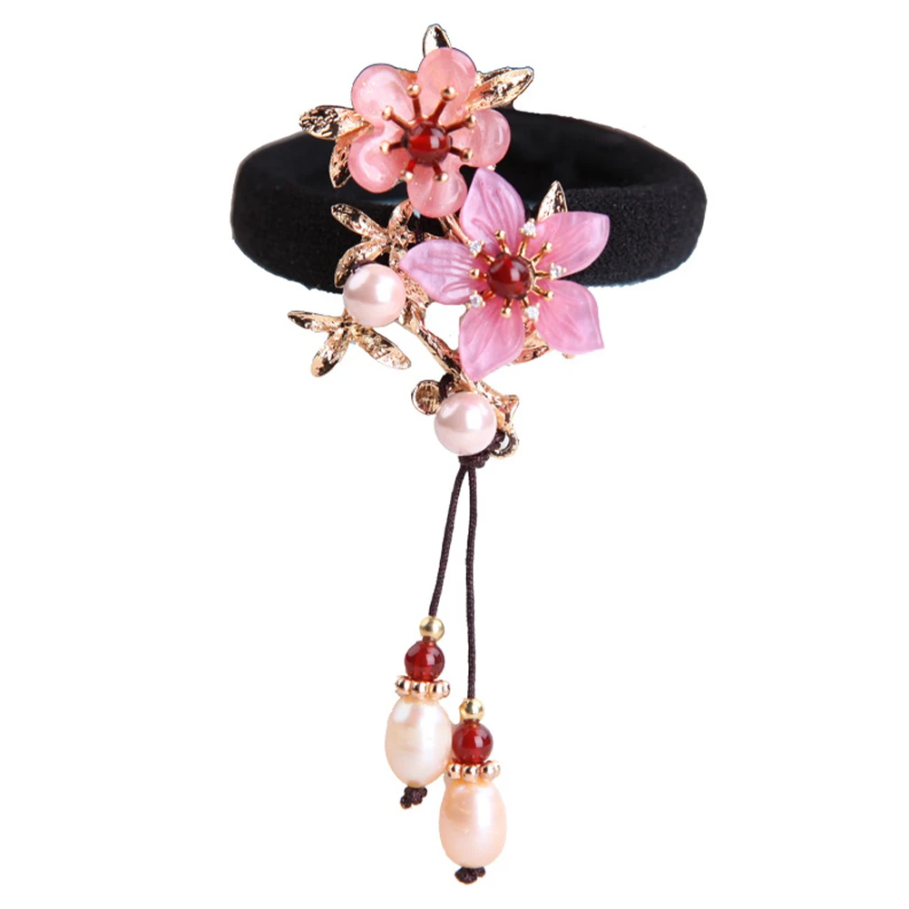 

Classical Headdress Hair Accessories Vintage Elastic Hair Tie Floral Ponytail Holders Hanfu Matching Lightweight