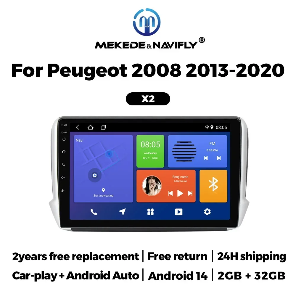 Android Car Radio Multimedia Player for Peugeot 2008 208 Series 2013-2020 Carplay Auto Autoradio GPS Navigation Stereo Receiver