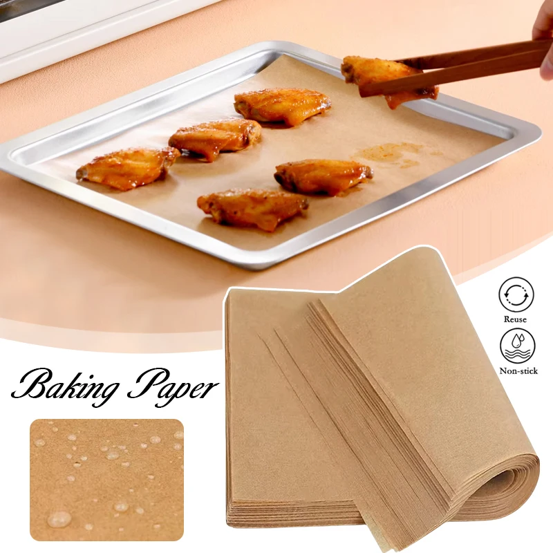 

200/100/50Pcs Baking Paper Non-stick Oil Proof Parchment Paper Oven Grilling Mat Paper Food Wrapping Paper Baking Tool