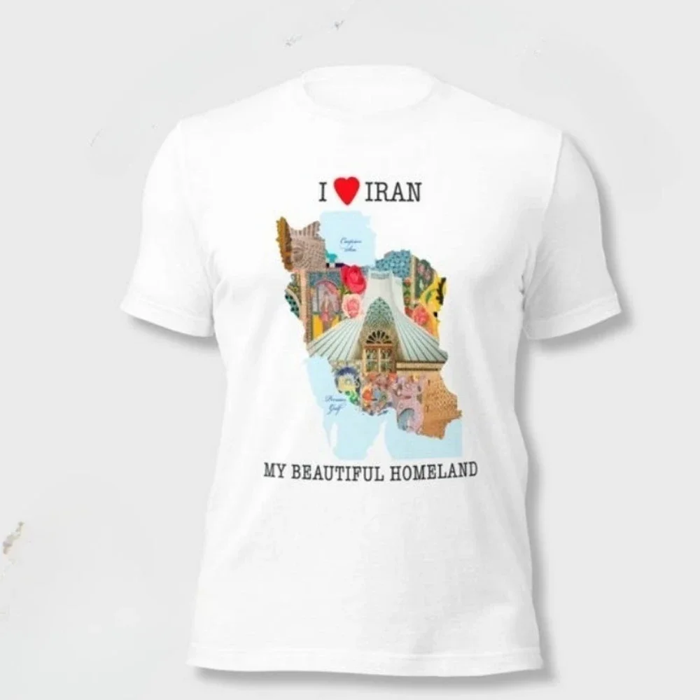 Ich liebe Iran Unisex T-Shirt Hochwertige Baumwolle Persische Kultur & Erbe Karte von Iran Golf und Meer Sommer Unisex Streetwear T-Shirt