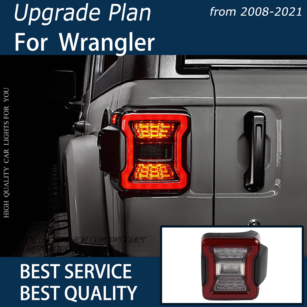 Car Lights for Wrangler 2008-2021 LED Auto Taillight Assembly Upgrade AKD Original Design Dynamic Rear Signal Lamp Accessories