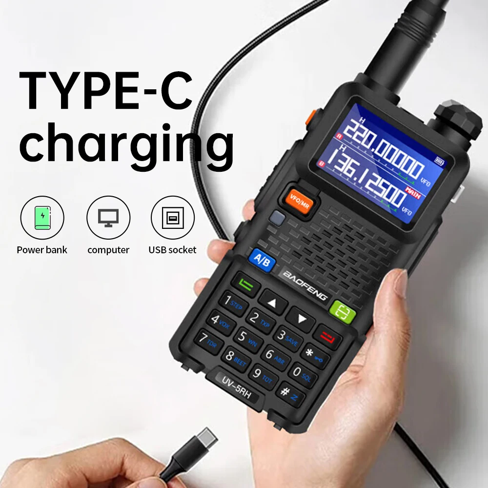 1 قطعة Baofeng UV-5RH كامل النطاق PTT اسلكية تخاطب AM الهواء الفرقة 10 واط 999CH NOAA FM نوع-C ترقية UV-5RH اسلكية تخاطب طويلة المدى #2