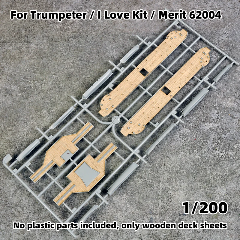 Modell-Upgrade-Teile: Lasergeschnittene Holzdeckplatte mit selbstklebender Ankerkette für Merit I Love Kit 62004 Battleship 1905 1/200 – Detail 5