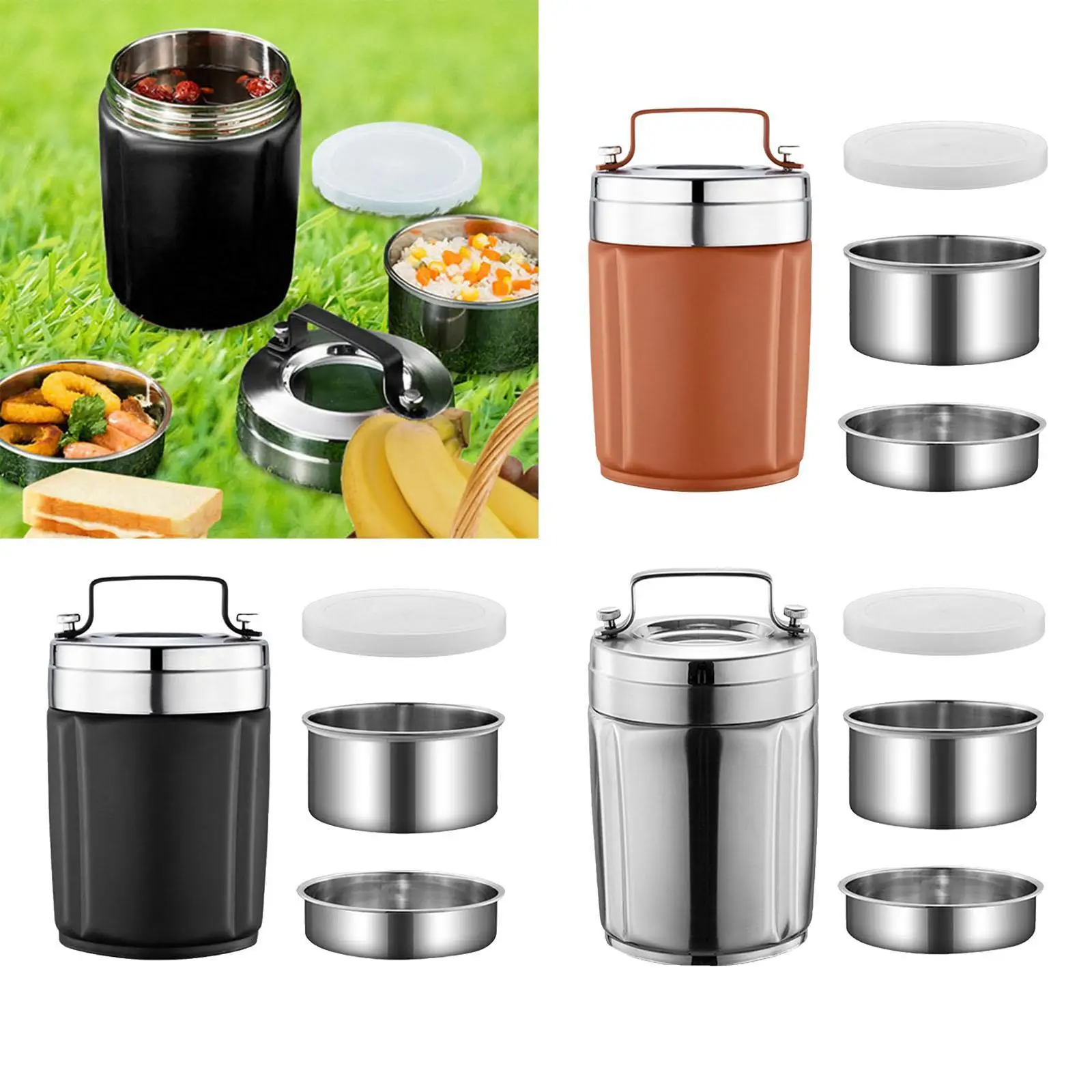 Stainless Steel Lunch Box 1.9L Large Capacity Insulated Lunch Case Portable Food Container for Kids Adults Picnic Work Home