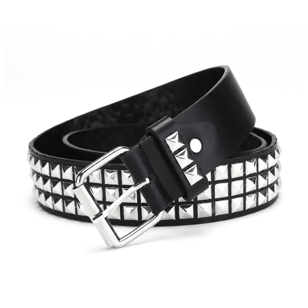 New Square Bead Rivet Belt Metal Pyramid Belt Men and Women Punk Hardware Jeans Belt Y2K Belt Designer Belt Women's Belts