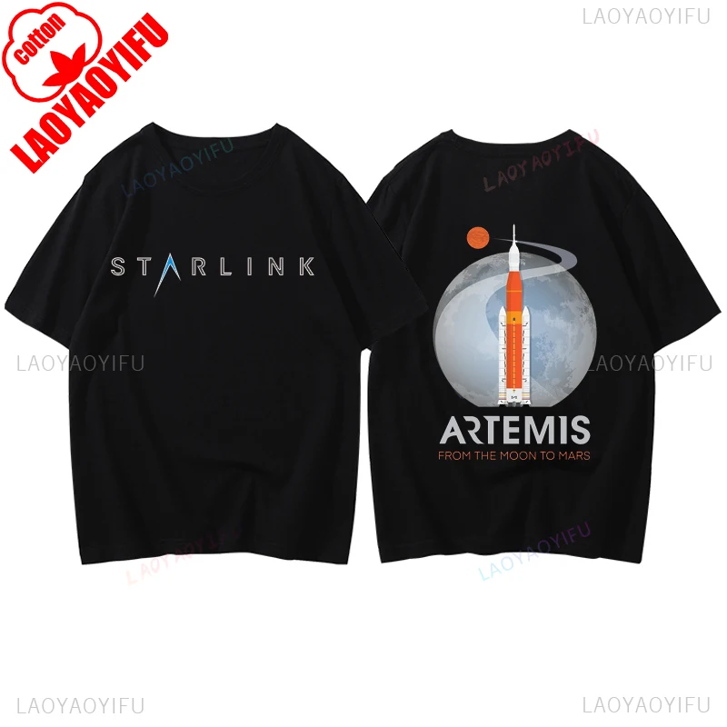 Hot Sale Starlink Explore Space Rocket Science Occupy Mars Tshirt Astronomy Printed Streetwear Fashion Casual Cotton Man T-shirt