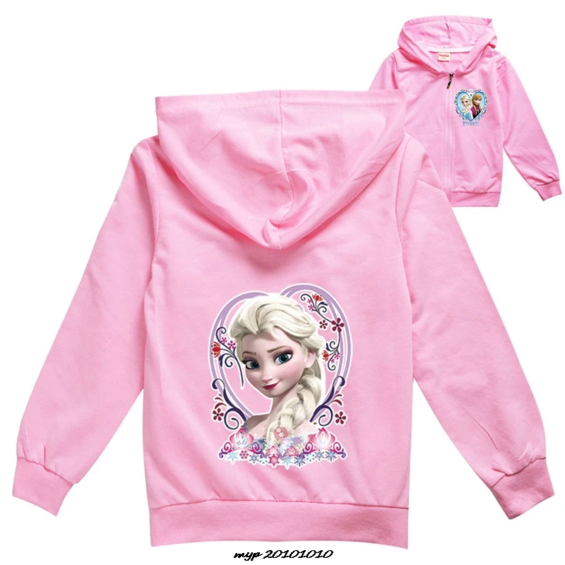 Frozen Elsa Clothes Kids Zipper Jackets for Girls Hooded Sweatshirt Baby Boy Hoodies Children Long Sleeves Sweater