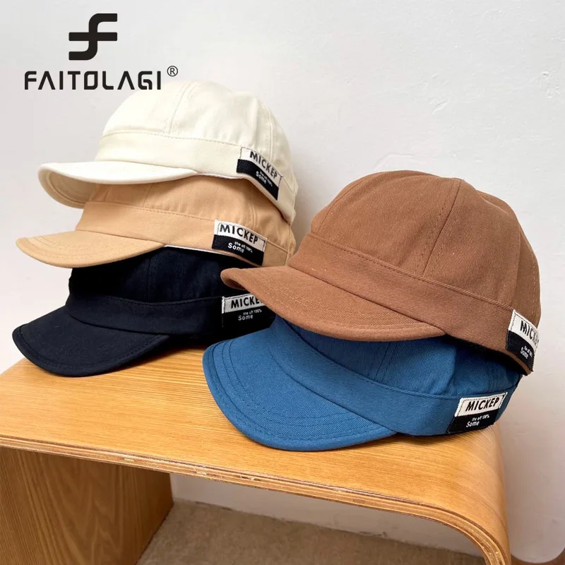 Solid Color Short Brim Baseball Hat For Men Women Letter Casual Peaked Cap Fashion Outdoor Sun Visors Hip Hop Bonnet кепка y2k