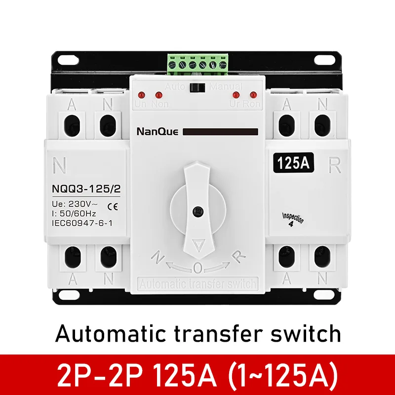 AC230V 400V ATS 2P Dual Power Automatic Transfer Switch 4P Three Phase ATS 40A 63A 100A 125A Switch CB Class Manual Change Power