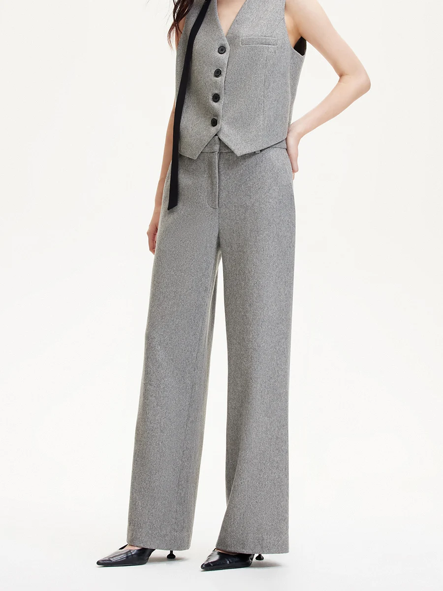 Allingentle رمادي الصوفية بدل رجالي المرأة 3 قطعة مجموعة أزياء PantSuit مجموعة الأعمال مكتب ملابس مخصصة