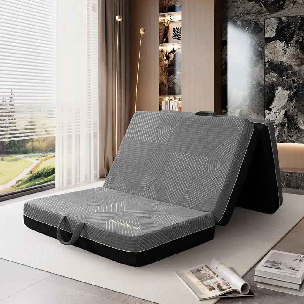 Tri Folding Mattress, Memory Foam Tri-fold Mattress, Portable Foldable Sofa Bed Floor Mattress Chair, Portable Bed