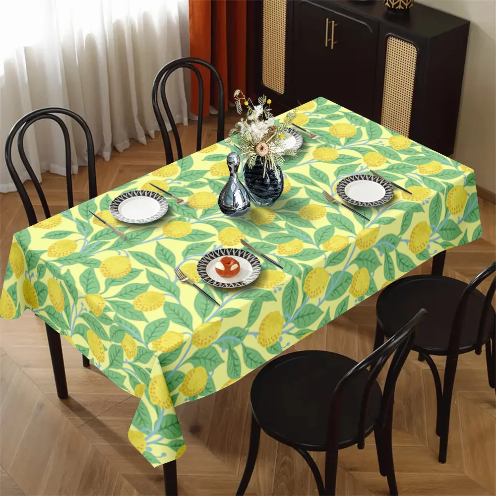 VIKAMA Light Luxury Lemon Pattern manteles de mesa Kitchen Table Tablecloth Party Holiday Decoration Vintage Home Decoration