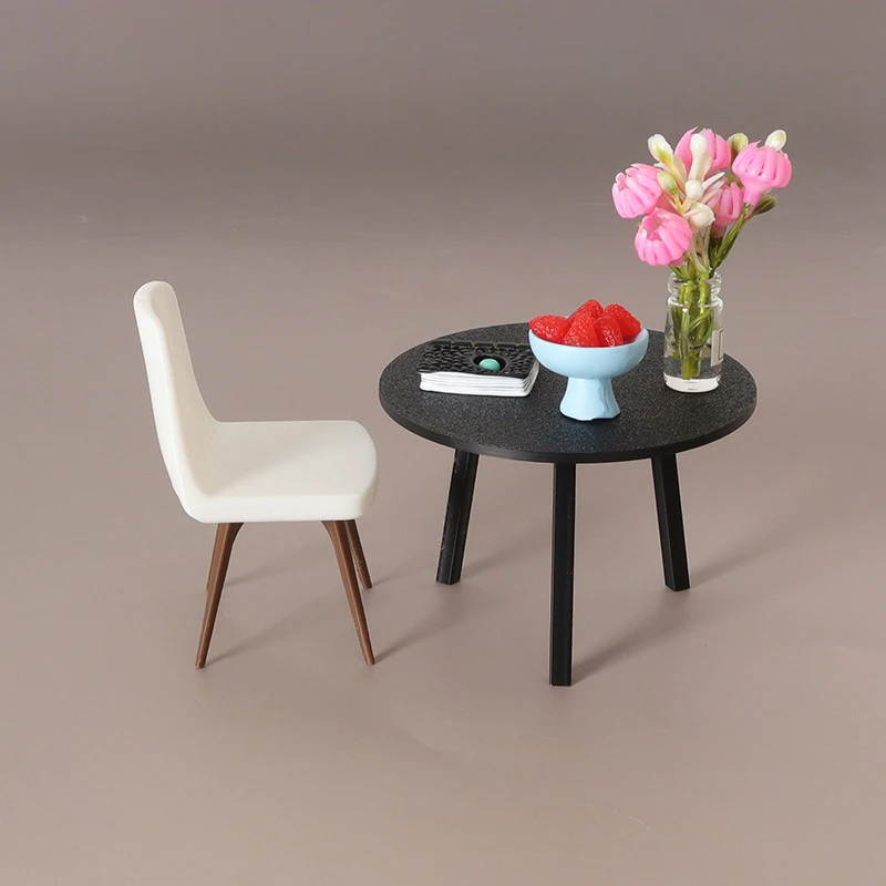 1Set 1/12 Poppenhuis Tafel Stoel Set Simulatie Living Meubels Decoratie Accessoires Micro Scène Bouw Props