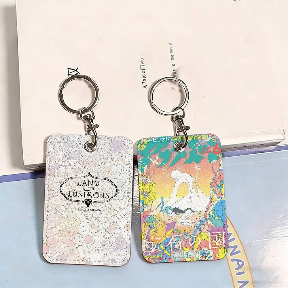 Anime L-Land Of The L-Lustrous 1Pc PU Leather Card Holder Keychain Key Ring Door Lock Access Tags ID Card Case Keychain Card