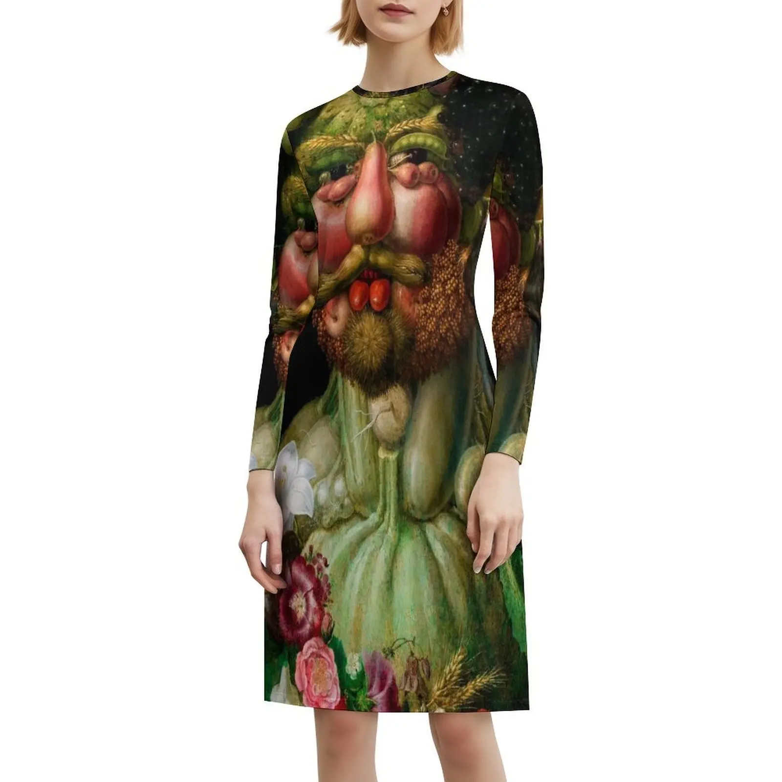 Rudolf Ii As Vertumnus de Giuseppe Arcimboldo Vestido de fiesta elegante para mujer Vestido de corte A con opciones cortas/largas/sin mangas