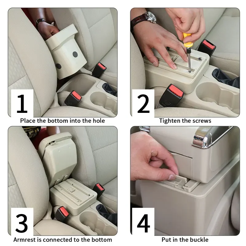 For SEAT ARONA car armrest modification multifunctional double-layer storage box with USB charging easy to install car accessori