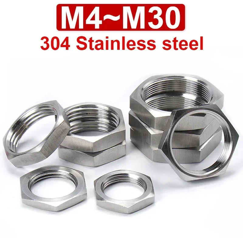 M4 M5 M6~M30 304/316 Stainless Steel Hexagon Thin Nut Root Mother Fine Teeth Nut Inch Pipe Pattern Locking Water Tank Water Tap