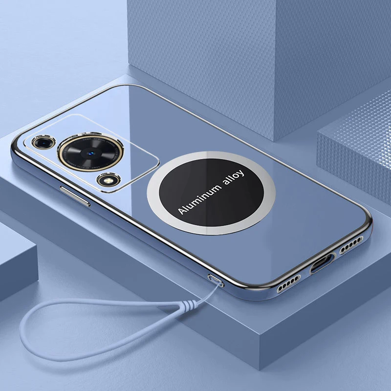 Pour Huawei nova Y72 étui Huawei nova Y72 coque de téléphone de luxe placage carré attraction magnétique antichoc couverture arrière en Silicone
