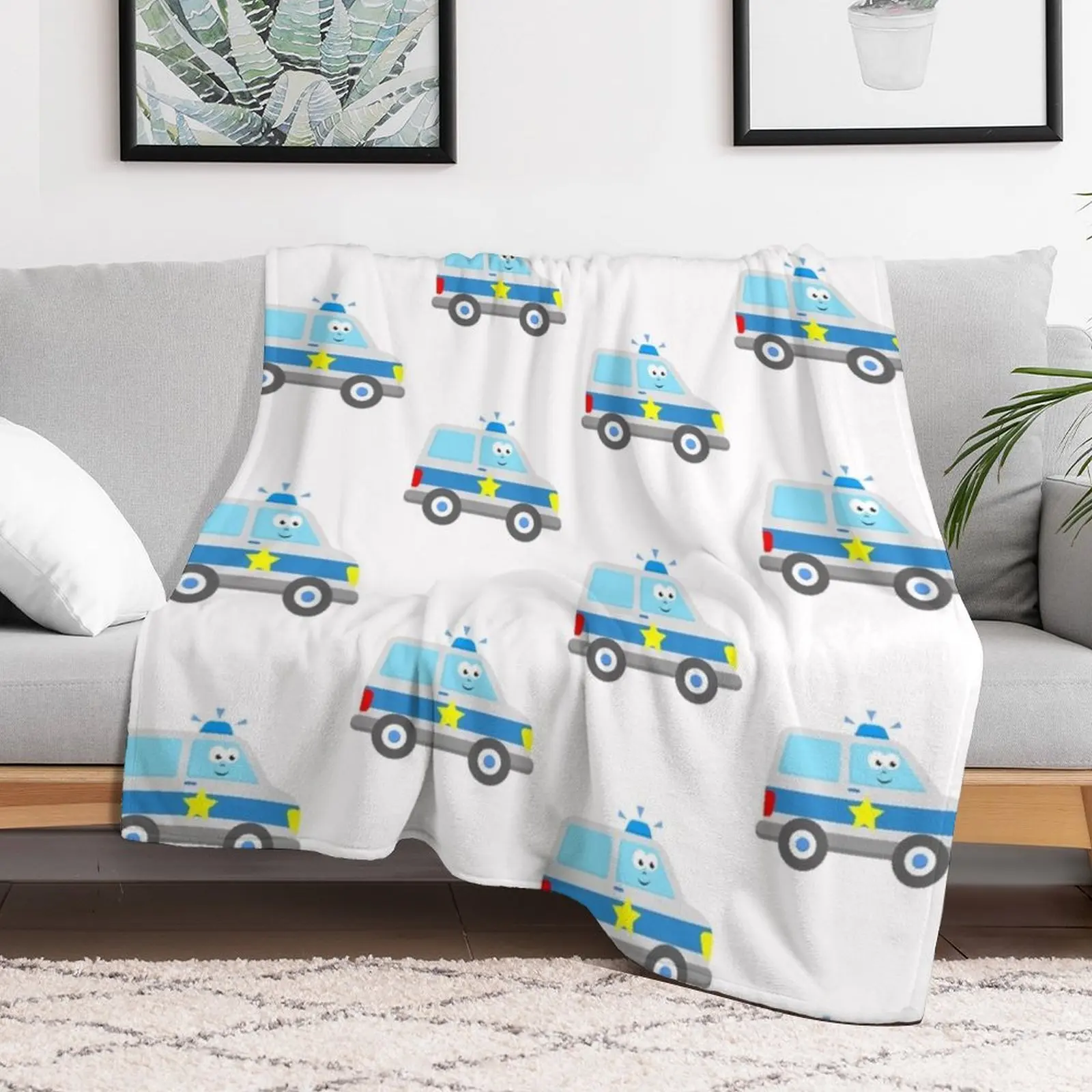 Cute Toddler Police Car Boys Girls Kids Cop Patrol Vehicle Throw Blanket warm winter Loose Blankets