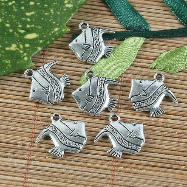 20pcs 15*16mm Alloy Charm Two Sides Sea-fish Pendant G1190