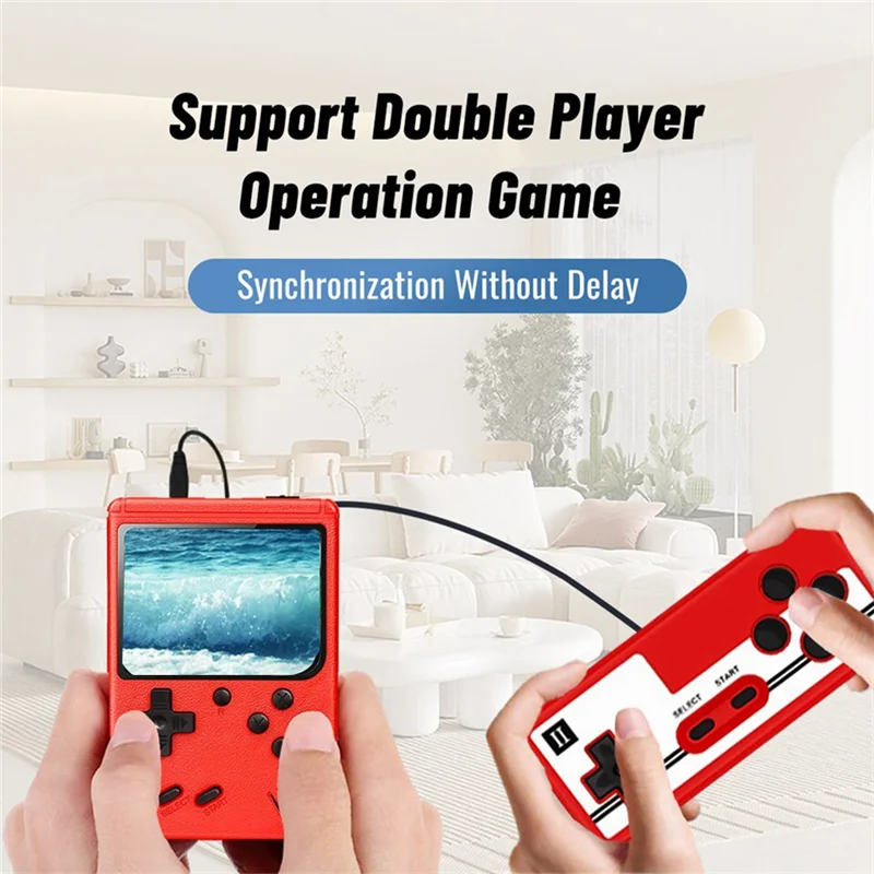 400-in-1 Video Game Console Retro Mini Game Plyer 3.0 Inch Color Pocket TV Game Console Dual Handheld Gamer Player-Blue