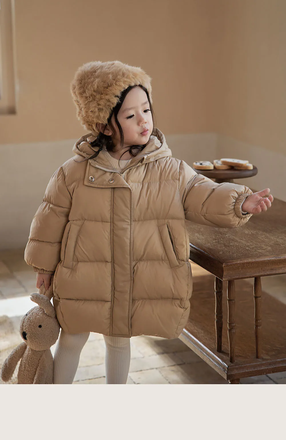 Baby Girl\'s Down Jacket Thick Warm Hooded Coat Korean Style Cute Bear Little Girl\'s Padded Jacket Winter Cotton Clothes For Kids