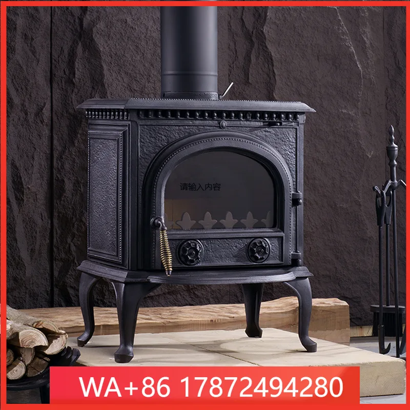 and American real fire wood-burning independent family villa self-built house cast iron coal-fired fireplace heater
