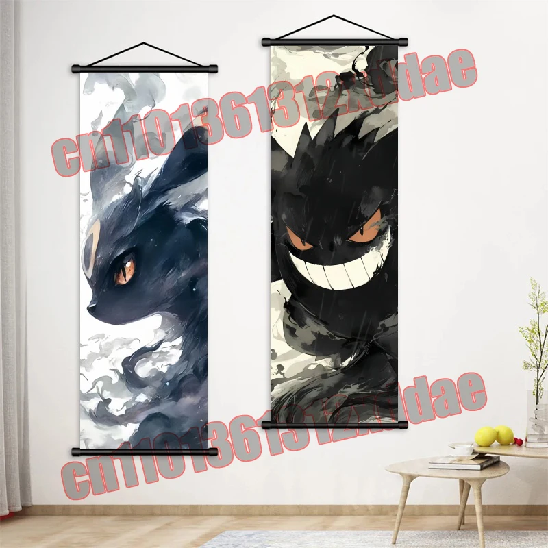 Printed Pokemon Poster Anime Wall Artwork Lucario Pictures Charizard Painting Canvas Pikachu Hanging Scrolls Home Room Decor