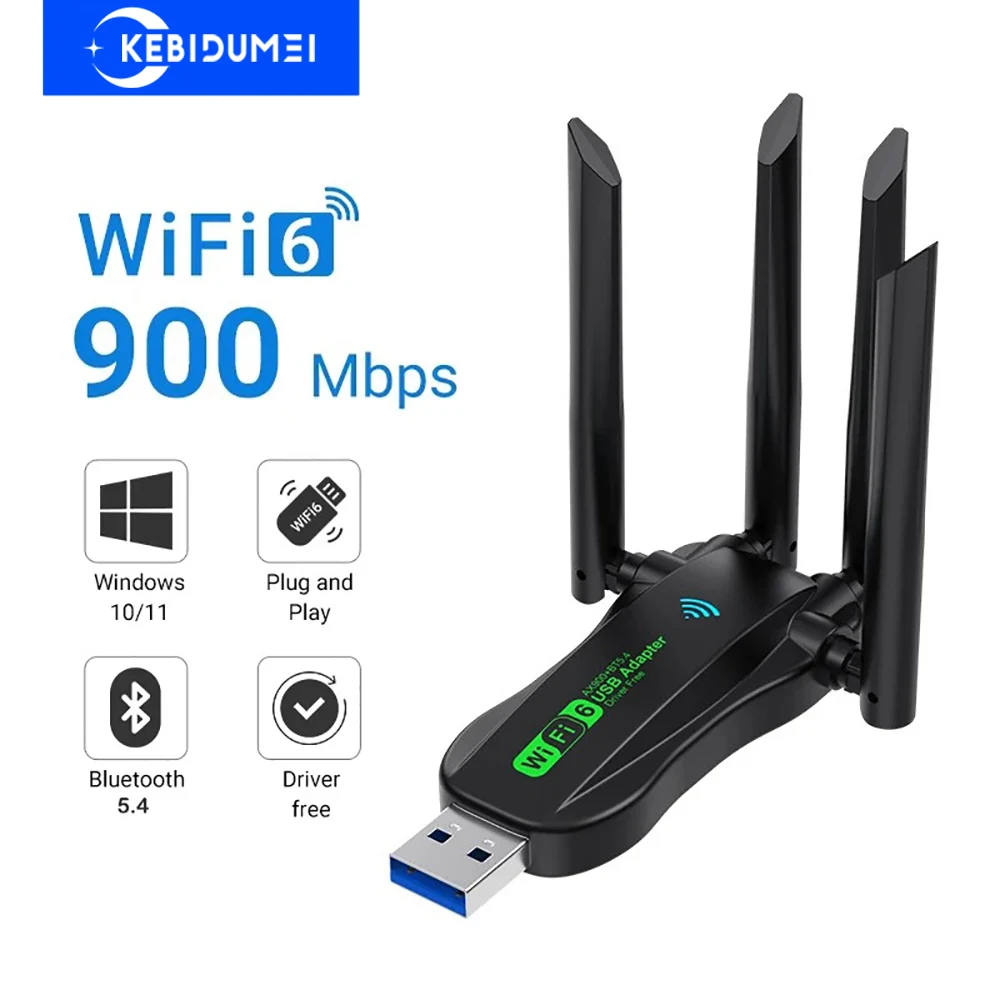 

900Mbps WiFi 6 USB Adapter Dual Band 2.4G/5Ghz Wi-Fi Dongle Powerful 4 Antenna Wireless Network Card For PC Laptop Driver Free