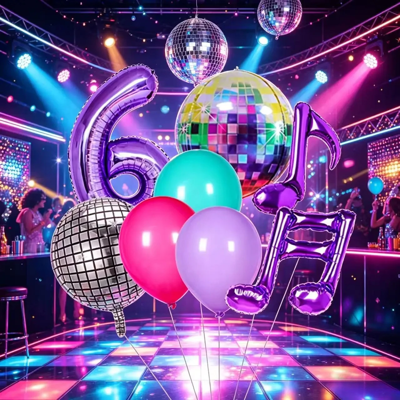 Kpop Disco Musik Ballonbogen-Set Rosa Lila Silber Latexballons für Disco-Musik Fan-Treffen Geburtstagsparty-Dekoration