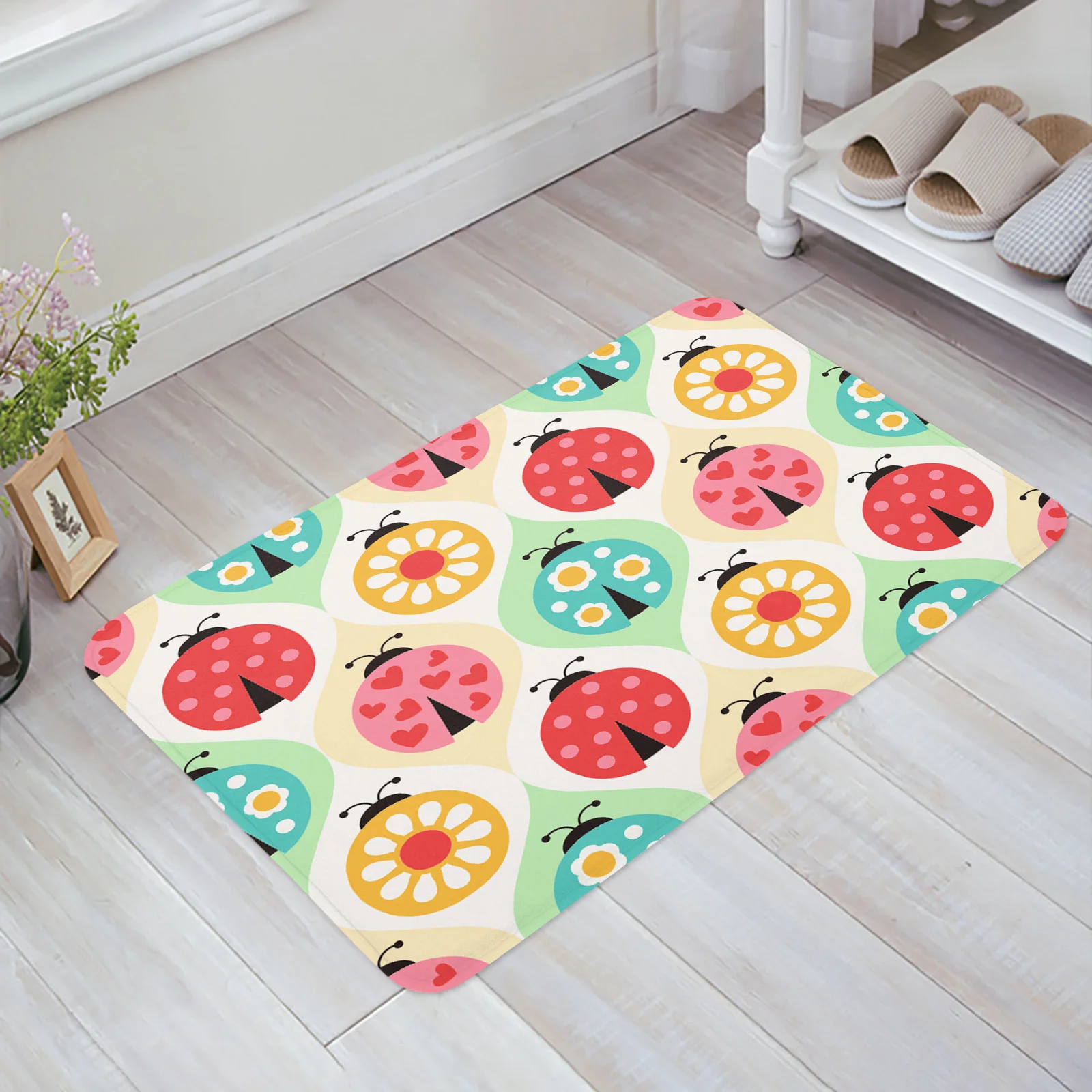 Ladybugs Cartoon Colorful Kitchen Floor Mat Living Room Decor Carpet Home Hallway Entrance Doormat Balcony Door Anti Slip Rug