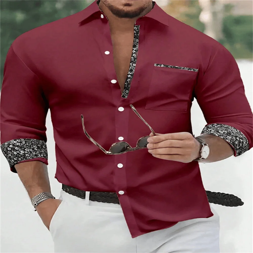 2026 Men's Button Casual Shirt Spring/Summer Printed Long Sleeve Daily Fashionable and Comfortable Top