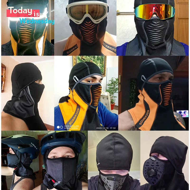 ROCKBROS Full Face Mask Cycling Fishing Hiking Training Face Scarf Balaclava Helmet Liner Cap Soft Sport Mask Reusable Headgear