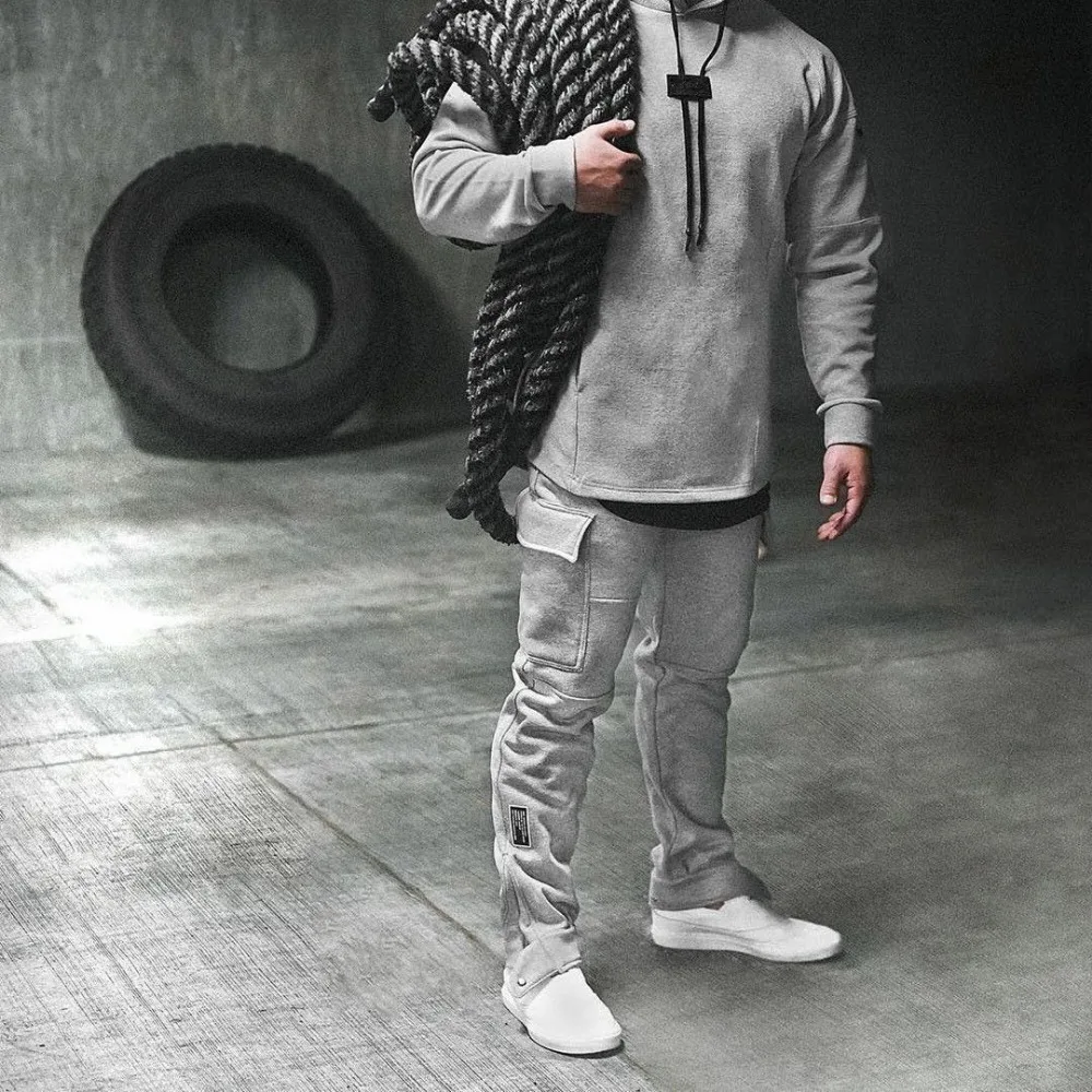 Men's Clothing Fitness Overalls Men Exoticism Invisible Open Crotch Outdoor Sex Trend Sports Running Straight Casual Trousers