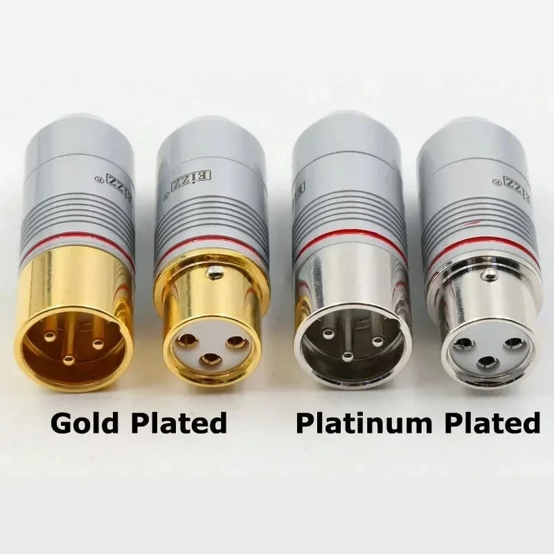 1pc EIZZ 3pin XLR Male / Female Plug MIC AMP CANNON Adapter Hi-Fi Connector 24K Gold / Platinum Plated Phosphor Bronze Copper