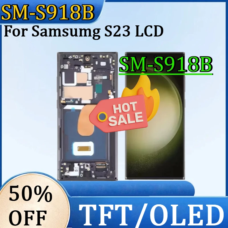For Samsumg S23 LCD New TFT/OLED Screen For Samsung Galaxy S23 LCD SM-S918B SM-S918U Display Touch Screen Digitizer with Frame
