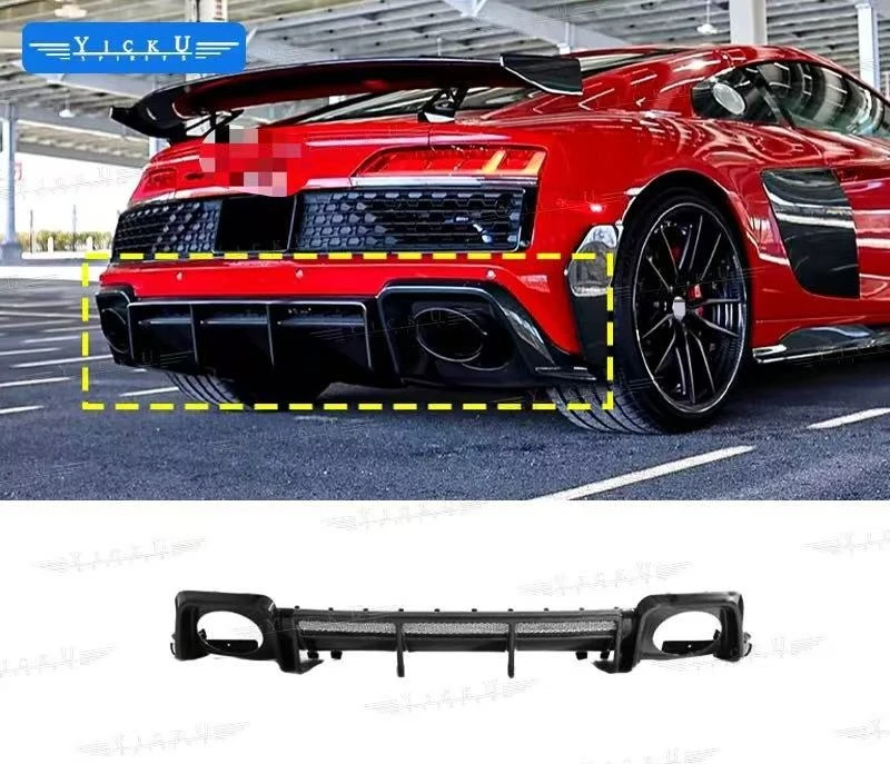 Custom 100% dry carbon fiber body kit,including front lip,side skirts,and rear spoiler,forAu di R8 converted to GT RWD,2019-2023
