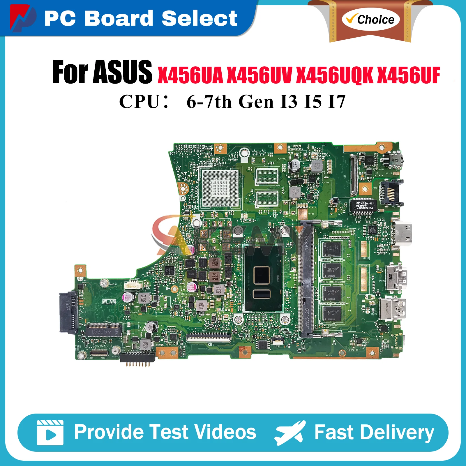 

X456UA Laptop Motherboard For ASUS VivoBook X456UVK X456UB F456U X456UQK X456U X456UF A456U R457U Mainboard With I3 I5 I7 CPU