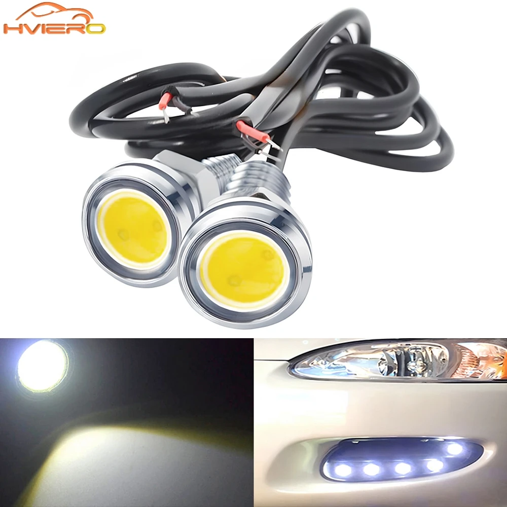 2Pcs 23MM Car Eagle Eyes Silver Shell Daytime Running Lights Leds 12V Reversing Parking Signal Automobiles Lamps Multiple Colors