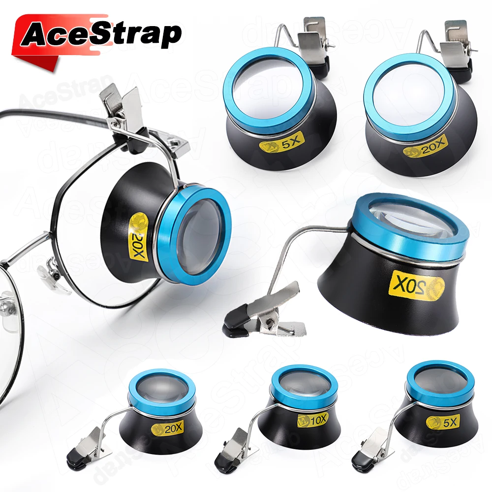 المكبر المحمول 5X 10X 20X ساعة أداة إصلاح النظارات المكبر كليب على لصانعي الساعات أدوات معالجة العدسة
