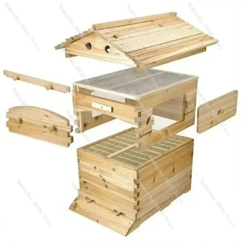 Boiled Wax Fir Wood Automatic Honey Flow Hive Box, Self‑Flow Comb Frame Beekeeping Equipment Tool