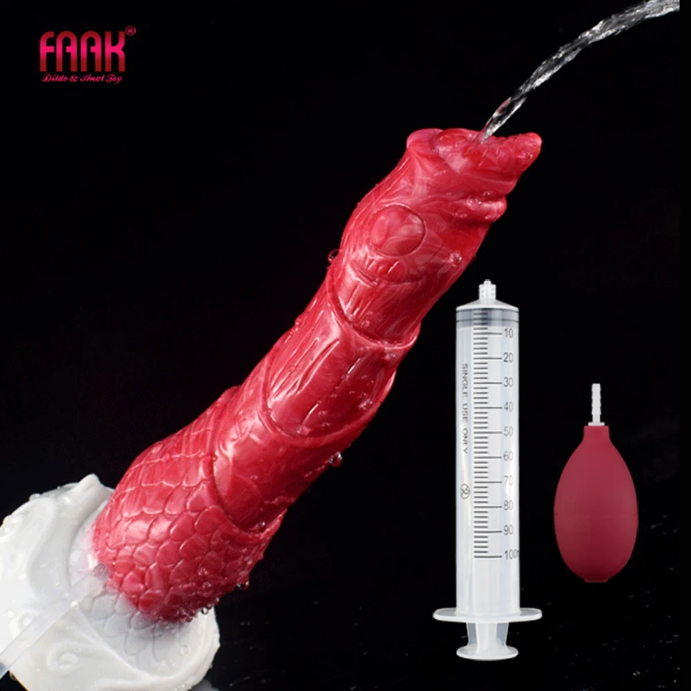 FAAK Rippen Ejakulation Dildo Mit Sauger Spray Flüssigkeit Funktion Squirting Gebogene Penis Multi Farbe Anal Plug G-spot Stimulieren