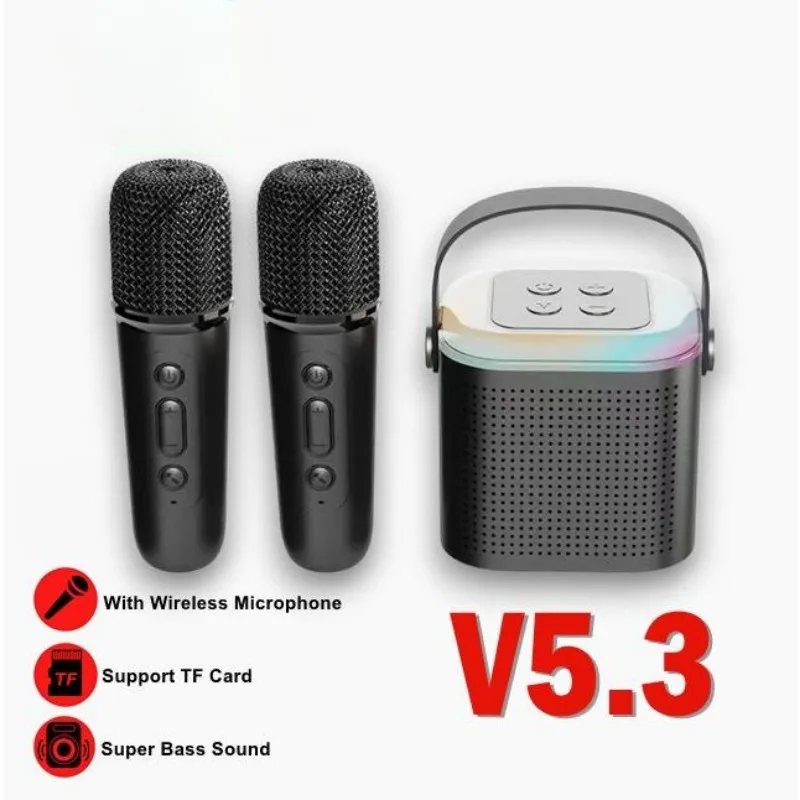 Y1 Karaoke Machine Portable Bluetooth 5.3 PA Speaker System with 1-2 Wireless Microphones Home Family Singing Children's Gifts