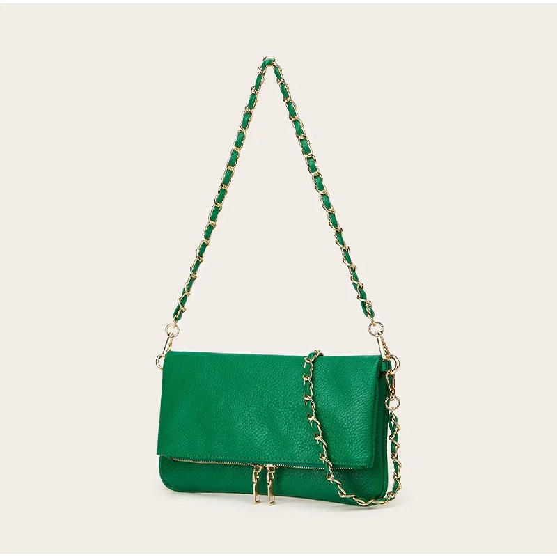 Pebbled Lychee Texure Umhängetasche, kompakte, schicke Umhängetasche mit Unterarmkette, elegante, trendige, kleine, quadratische Damen-Clutchtasche – Detail 15