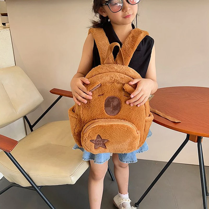 

1 шт., плюшевый рюкзак Kawaii Capybara для женщин, универсальная мультяшная забавная сумка через плечо Capibala, большая вместительная сумка