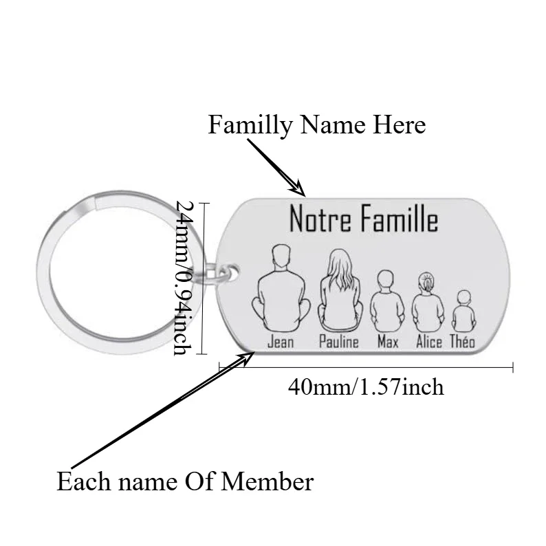 Custom Keychain For Mom Dad Daughter Son Pet Perfect For Any Family Event Personalized Stainless Steel Family Keyrings Gift