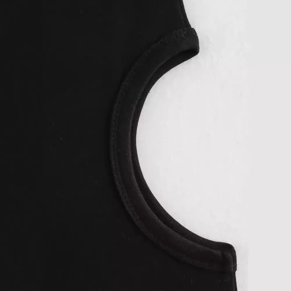 فستان نسائي مكشوف الخصر ، فساتين متوسطة الطول محبوكة سوداء ، بلا أكمام ، أزياء نادي مثيرة ، إطلاق جديد ، أو