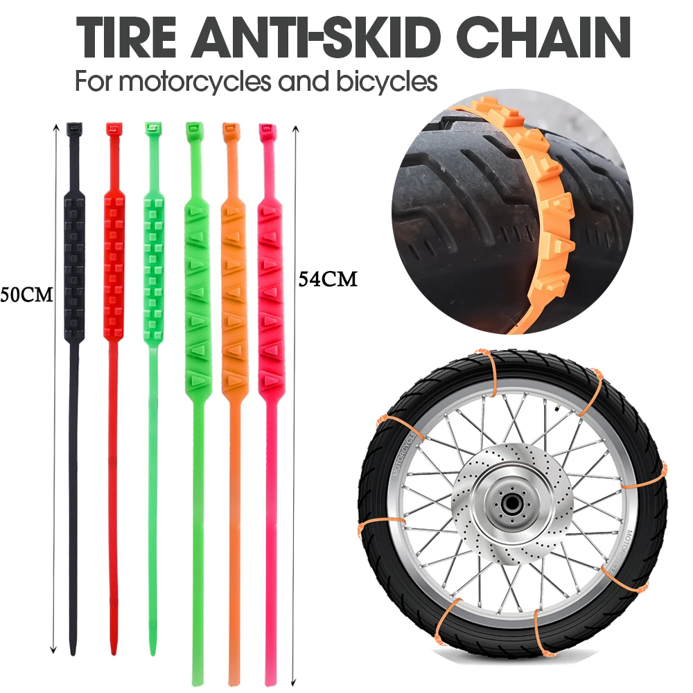 Tire Anti Slip Chains Belt With Snow Chains Winter Tyres  And Reusable Ties For Motorcycle Bike Road Safety Accessories