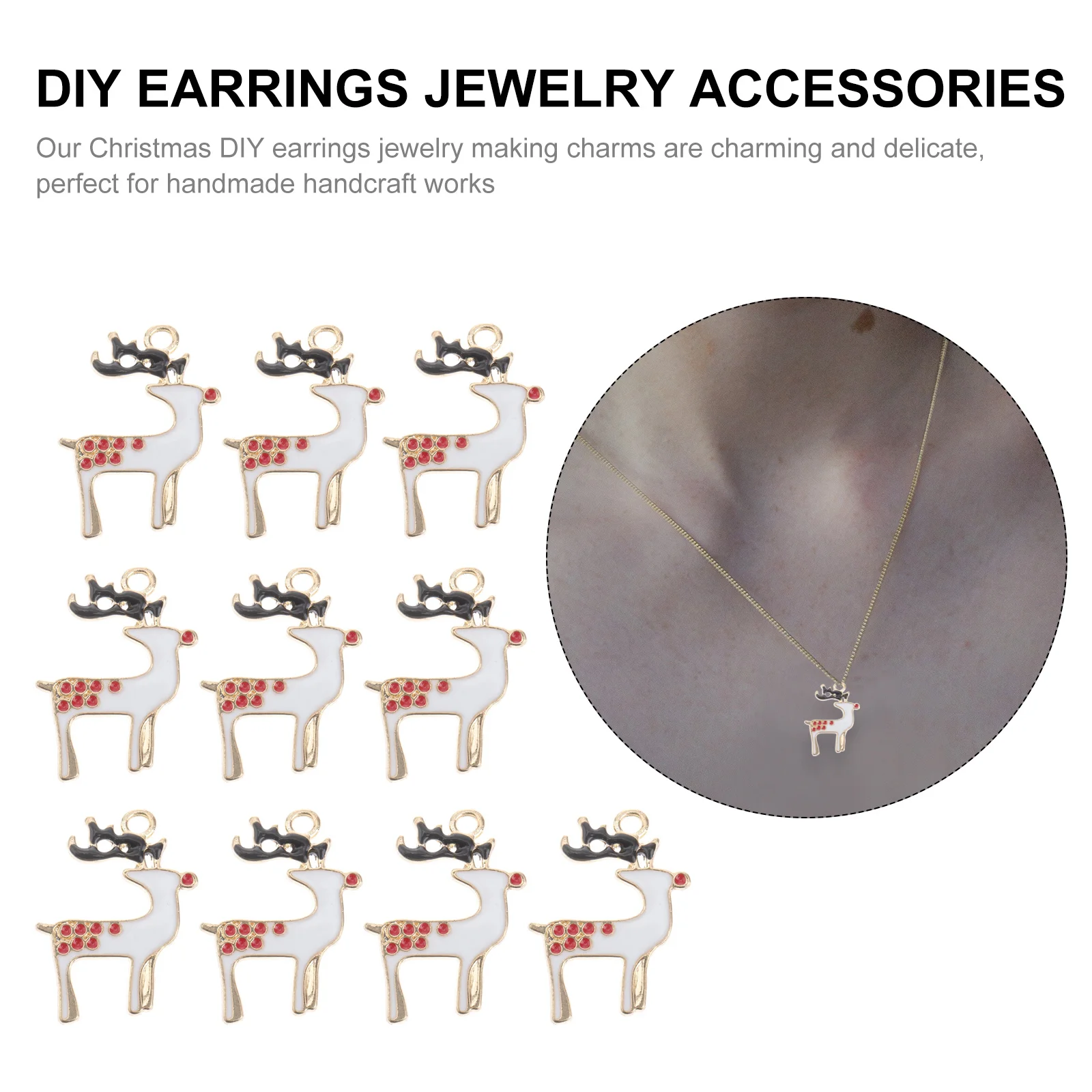 

10Pcs Christmas Deer Charms DIY Earrings Jewelry Accessories Necklace Bracelet Making Xmas Enamel Charm Pendants Holiday Gifts