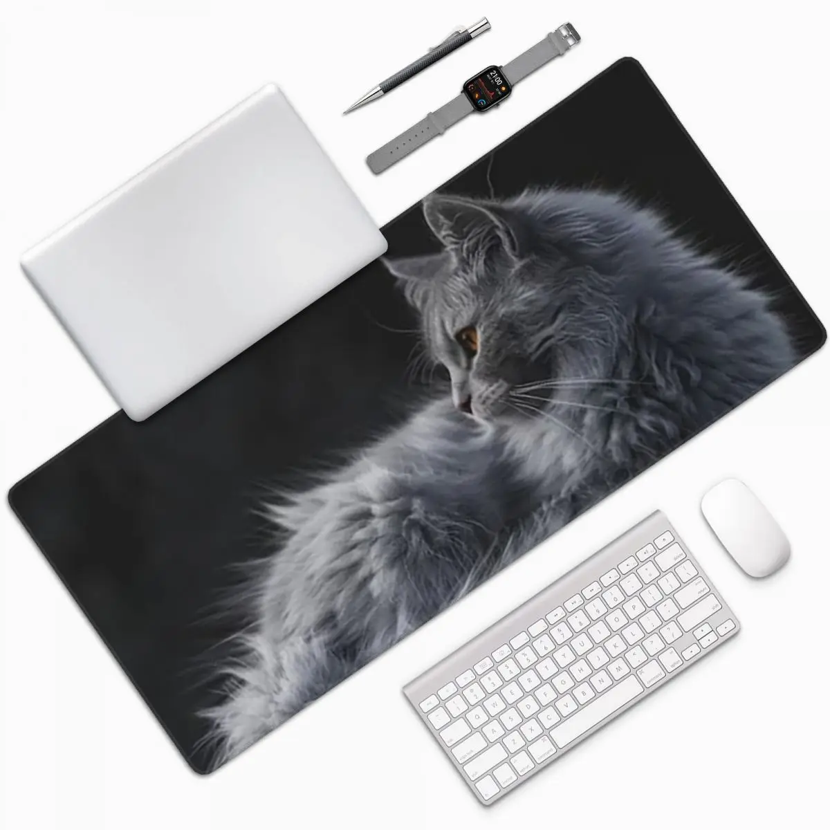 

Cute Kitten Cat Lying Down Large Mouse Pad Computer Keyboard Mouse Mat Gaming PC Laptop Desk Mat Office Accessories Table Mats